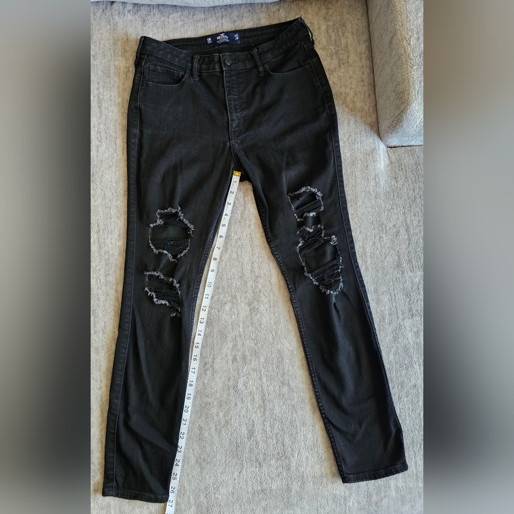 Hollister Black Distressed High Rise Super Skinny Soft Stretch Size 13
